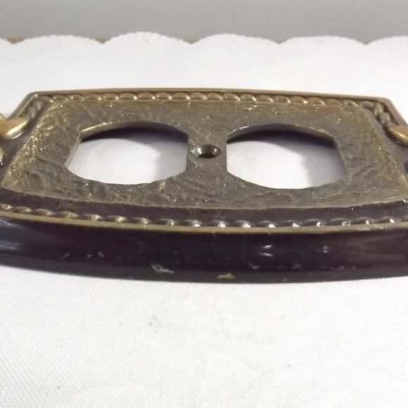 Vintage Brass Finish Switch Plate Cover, Electrical Outlet Cover for Two Plugs - Picture 7 of 10